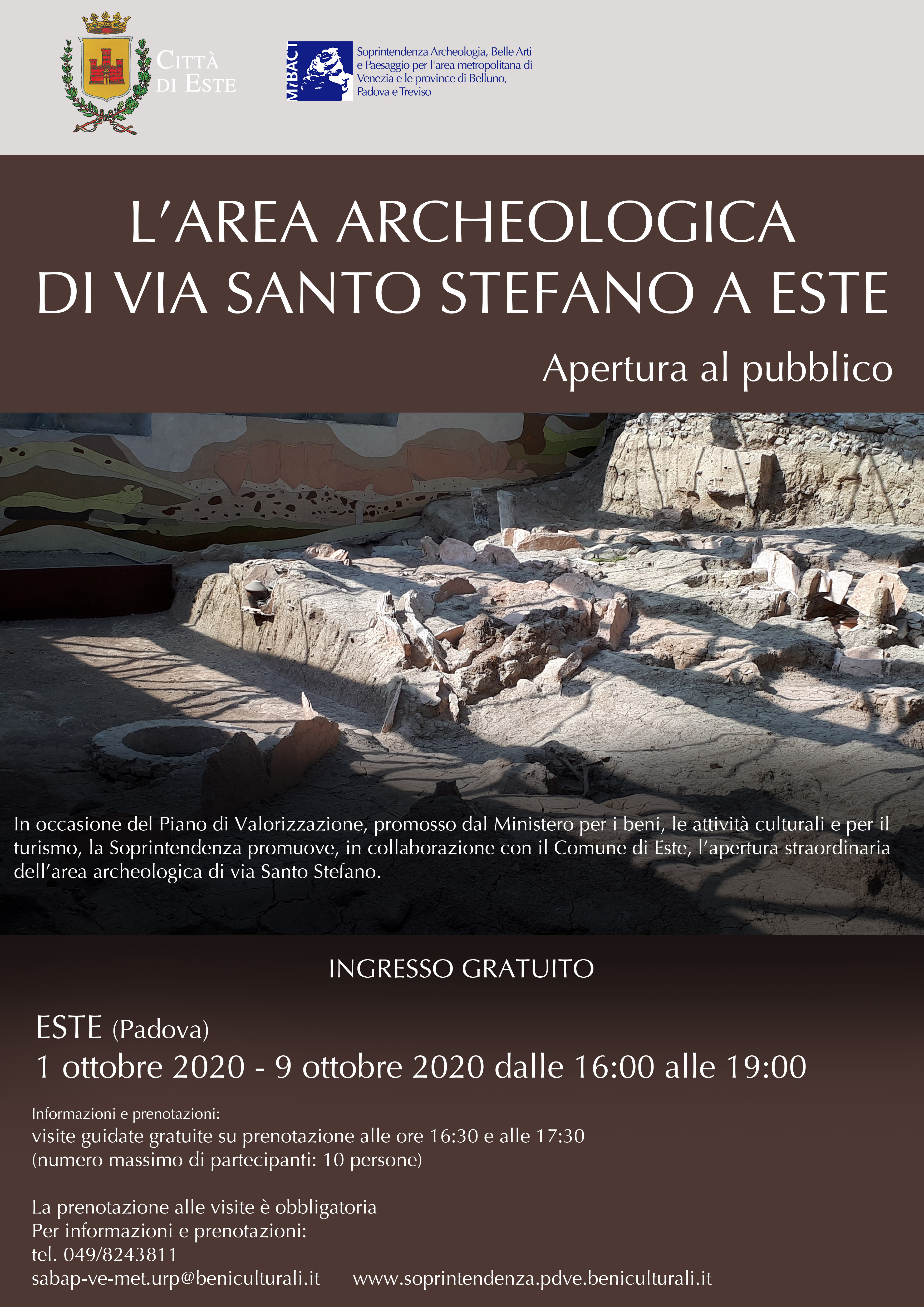 Apertura straordinaria dell'area archeologica di via Santo Stefano - Este