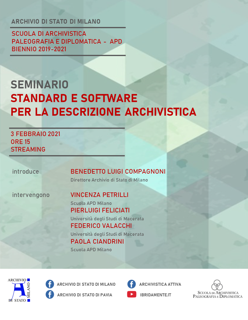 Seminario “Standard e software per la descrizione archivistica” - live streaming