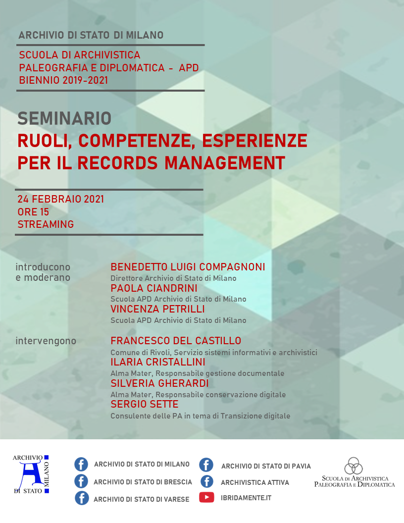 Seminario “Ruoli, competenze, esperienze per il records management”