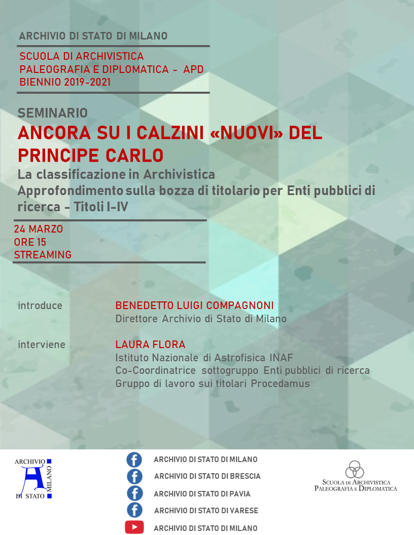 Ancora su I calzini «nuovi» del principe Carlo.  La classificazione in Archivistica. Approfondimento sulla bozza di titolario per Enti pubblici di ricerca - Titoli I-IV.