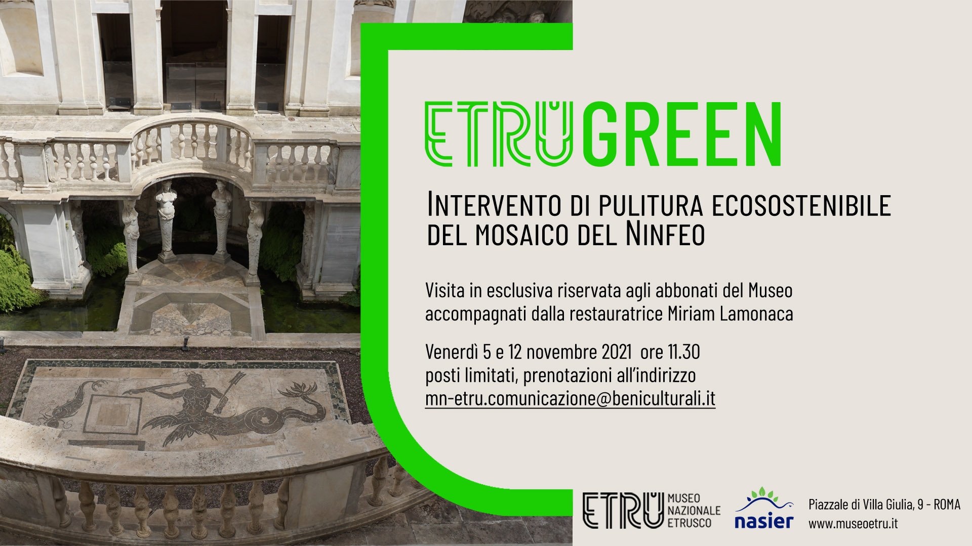 ETRUGREEN. INTERVENTO DI PULITURA DEL MOSAICO