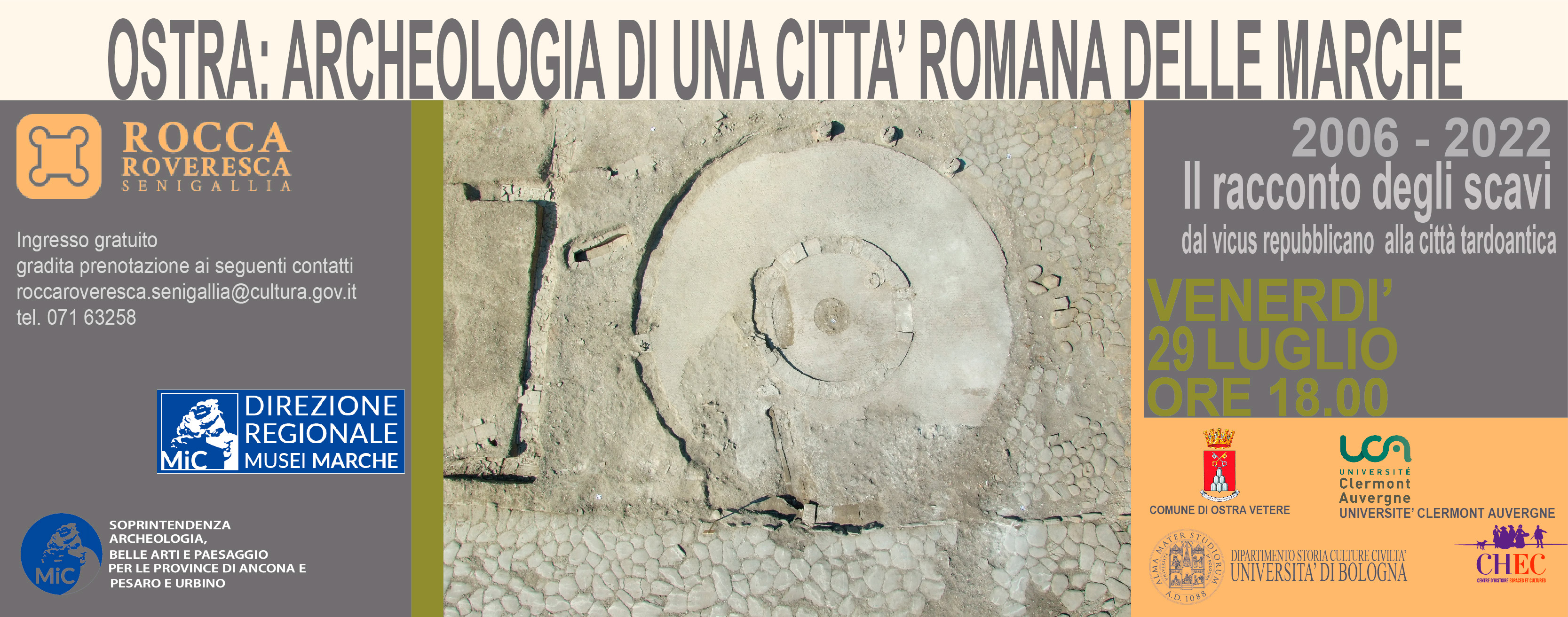 Rocca Roveresca Senigallia - Conferenza sugli scavi archeologici della città romana di Ostra Vetere