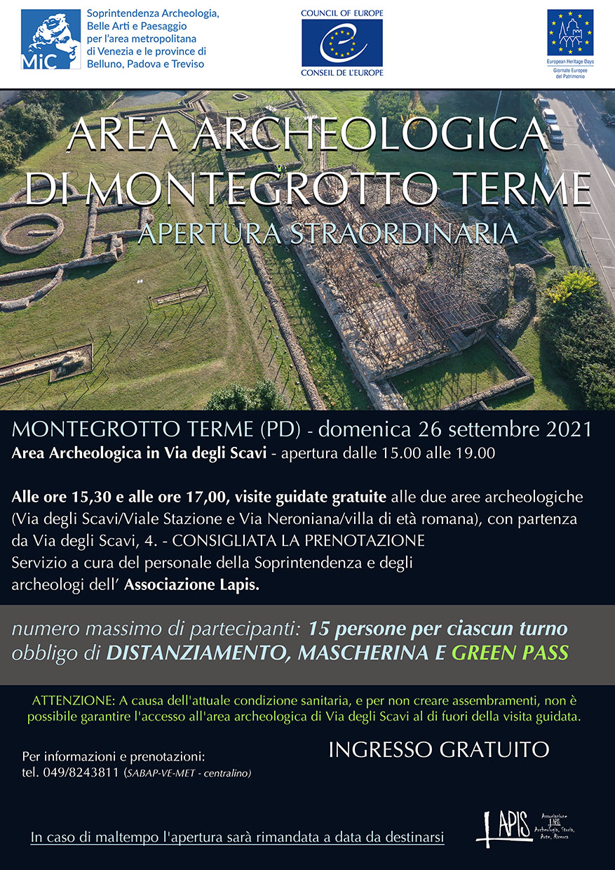 GEP 2021 | Apertura straordinaria dell’area archeologica di Montegrotto Terme (Pd) in Via degli Scavi, 4