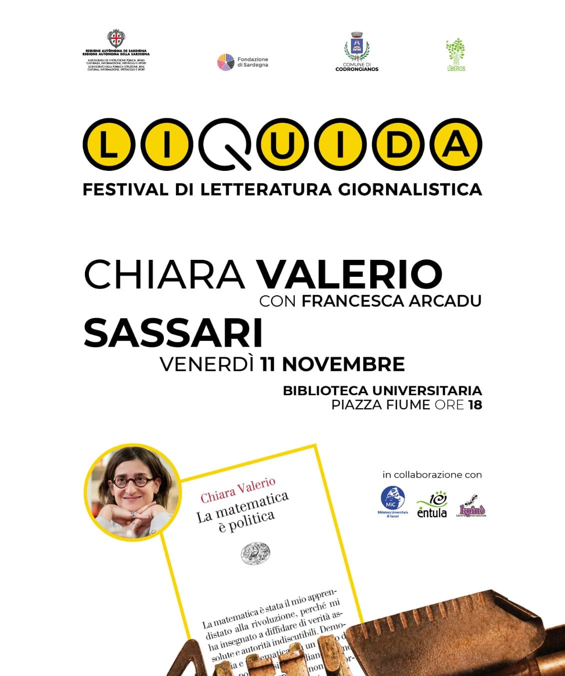 Festival Liquida  - presentazione libri di Adolfo Ceretti e Chiara Valerio  - Biblioteca Universitaria di Sassari