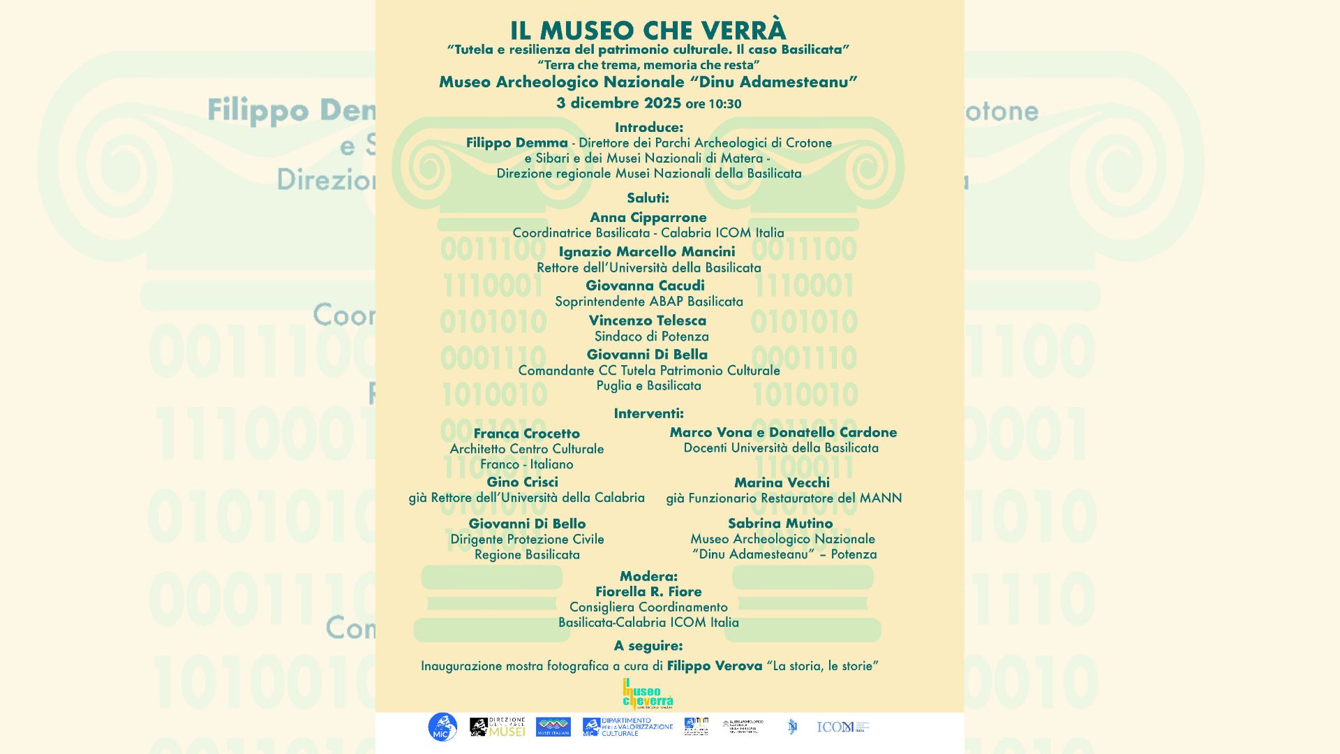 CONVEGNO “IL MUSEO CHE VERRÀ. Tutela e resilienza del patrimonio culturale. Il caso Basilicata” al MAN "DINU ADAMESTEANU" - POTENZA