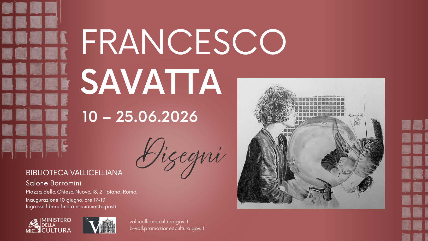 “Disegni”. Mostra personale di Francesco Savatta nel Salone Borromini della Biblioteca Vallicelliana