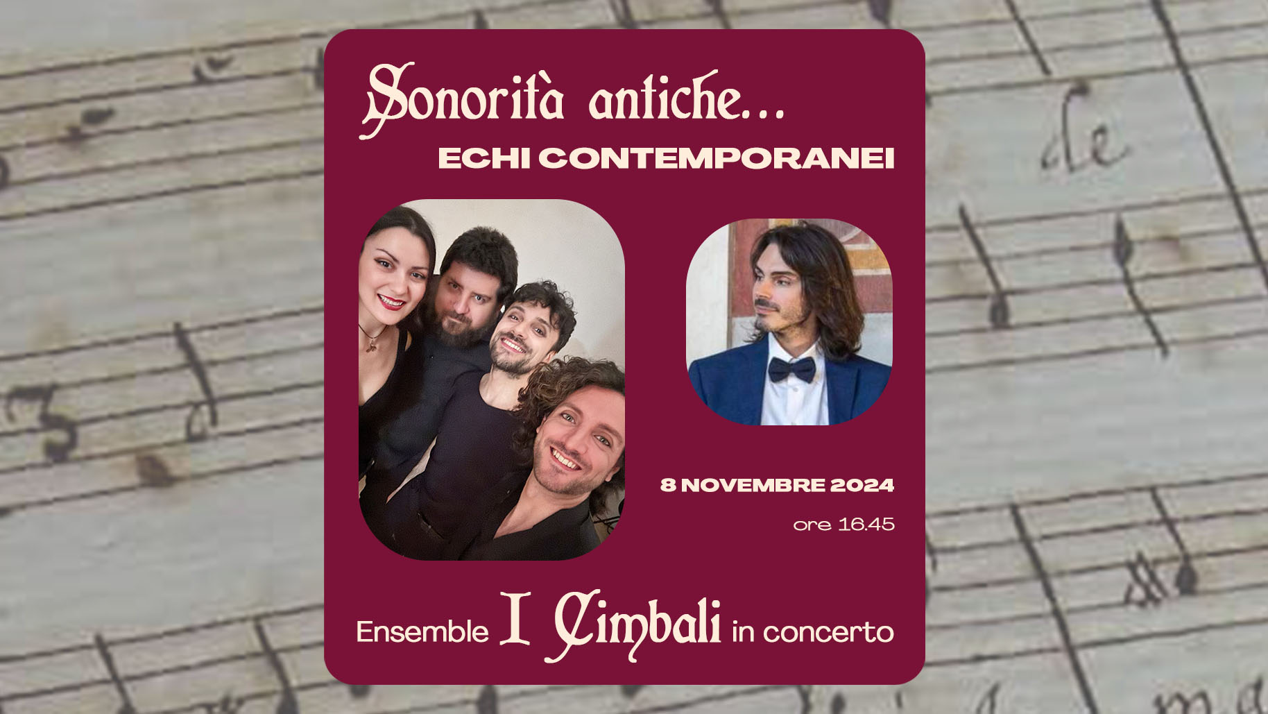 Sonorità antiche…echi contemporanei. Ensemble ‘I Cimbali’ in concerto