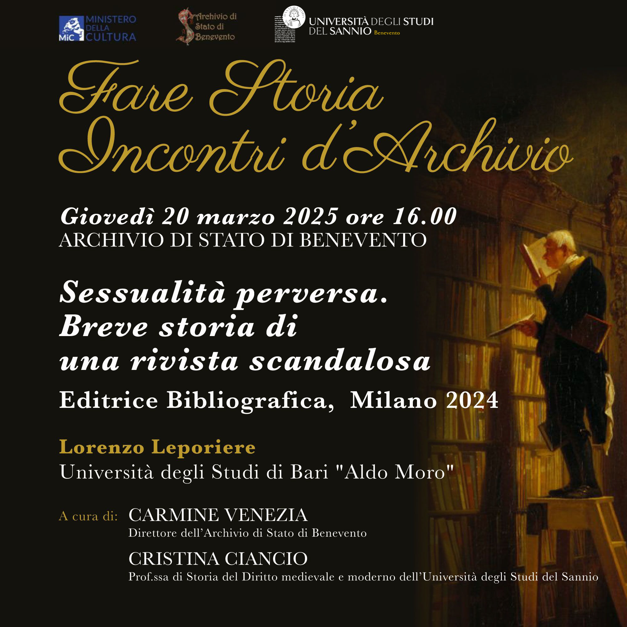 IV evento della rassegna “Fare Storia. Incontri d’Archivio” - Presentazione del libro "Sessualità perversa. Breve storia di una rivista scandalosa"