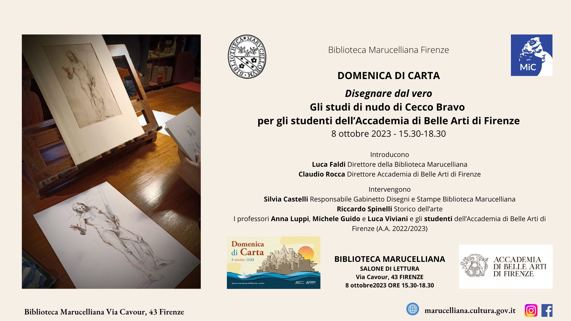 DOMENICA DI CARTA 2023 Disegnare dal vero: gli studi di nudo di Cecco Bravo per gli studenti dell’Accademia di Belle Arti di Firenze