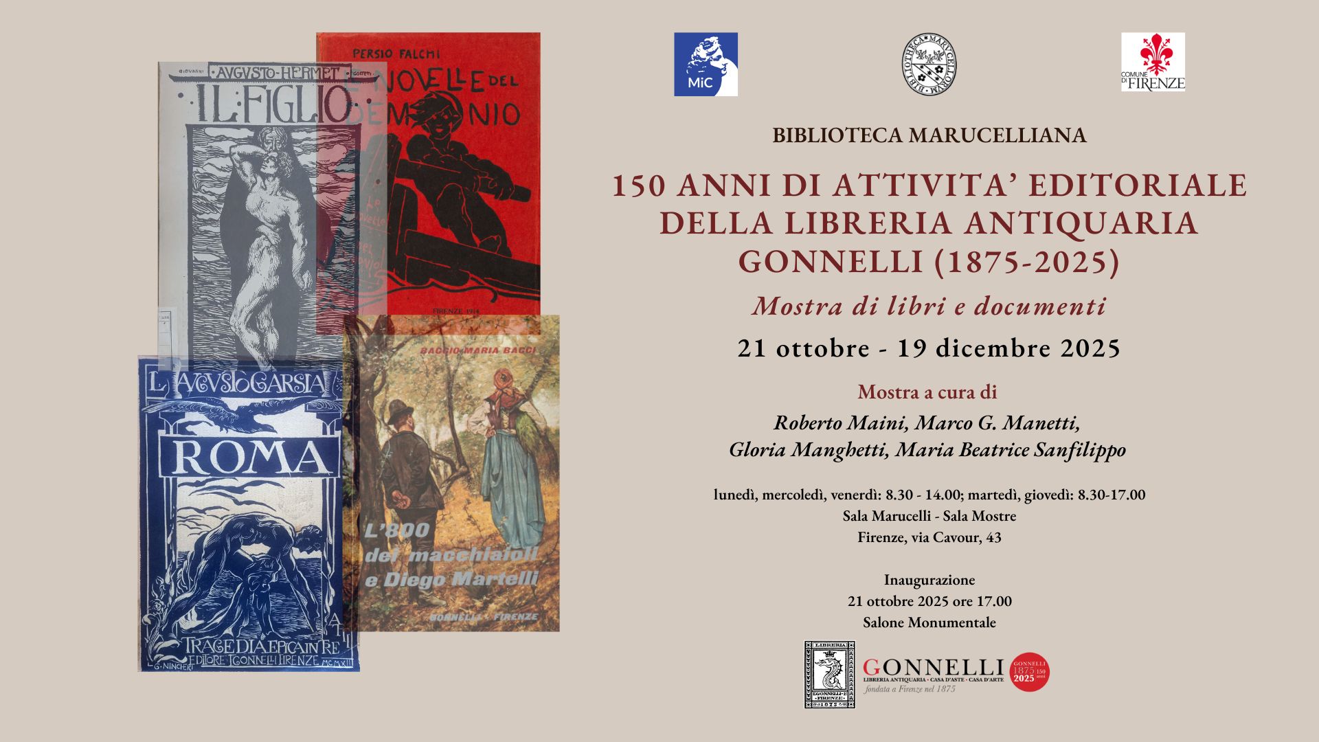 150 anni di attività editoriale della Libreria Antiquaria Gonnelli (1875–2025) - Mostra di libri e documenti