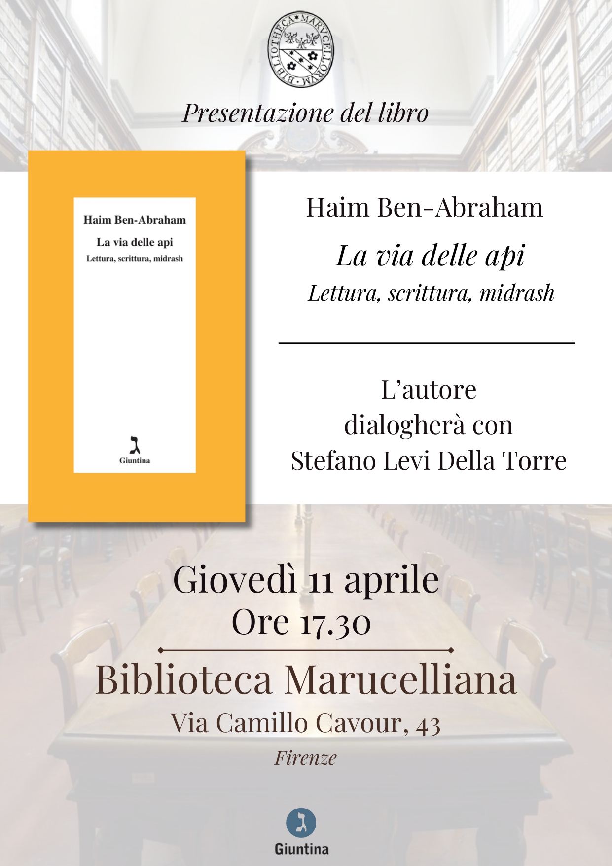 Presentazione del libro: “LA VIA DELLE API. Lettura, scrittura, midrash”