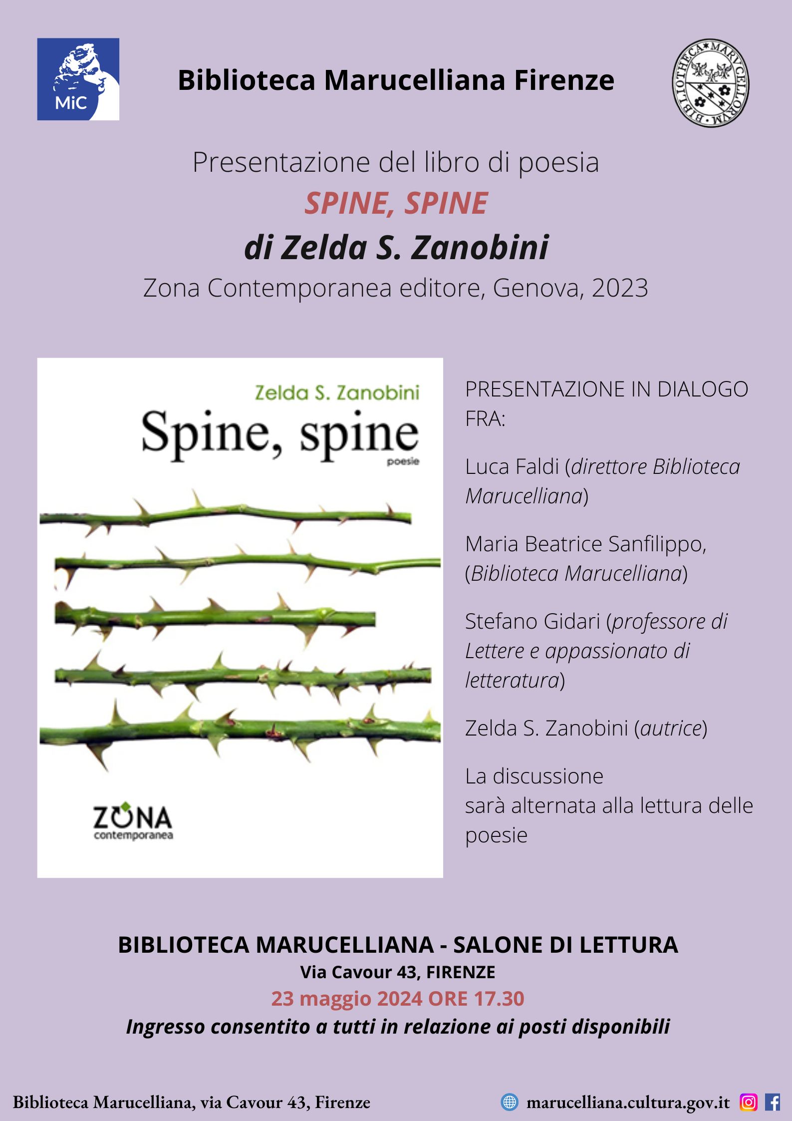 Presentazione del libro di Zelda S. Zanobini SPINE, SPINE