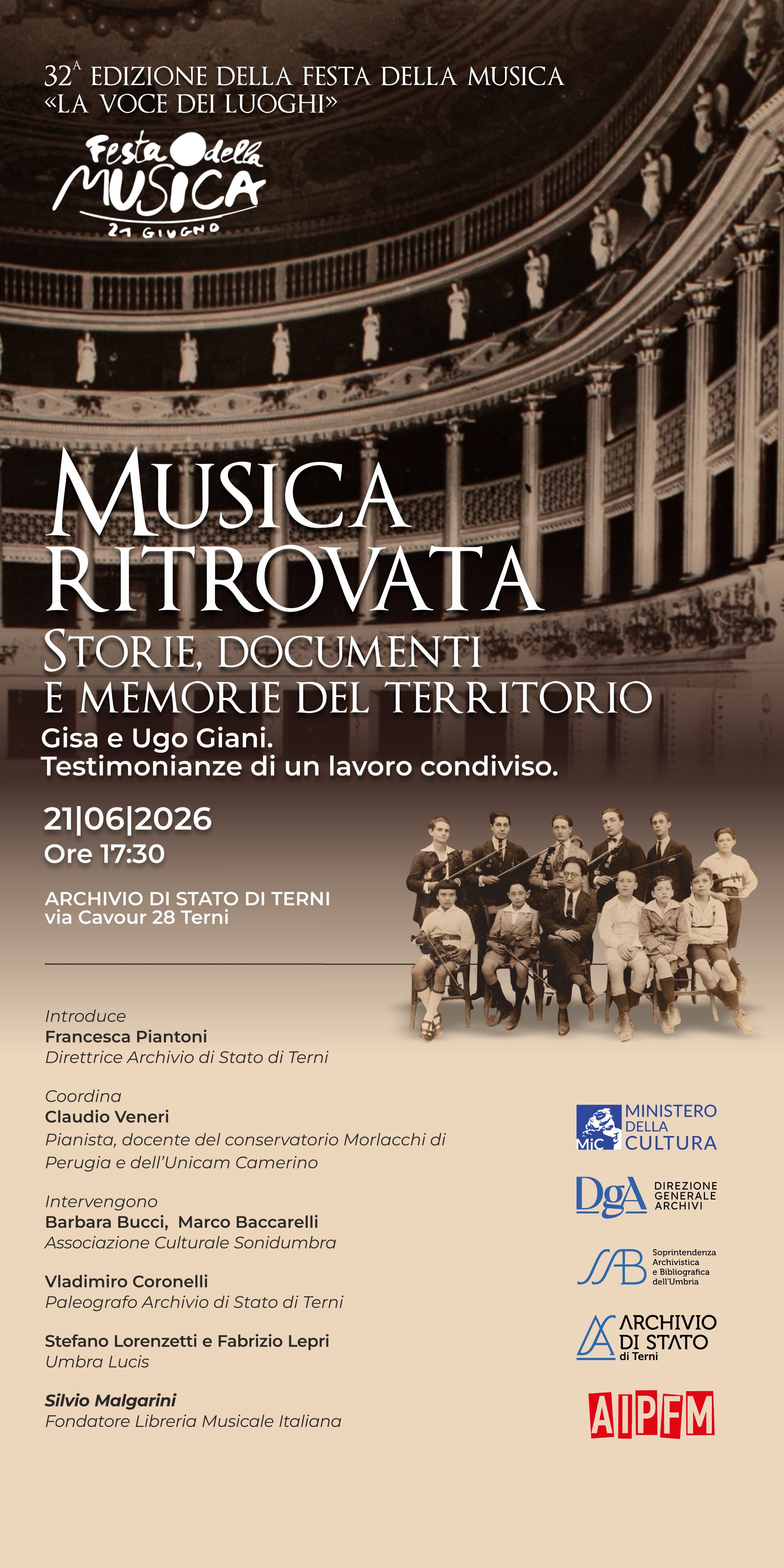 MUSICA RITOVATA. Storie, documenti e memorie del territorio. Gisa e Ugo Giani. Testimonianze di un lavoro condiviso.