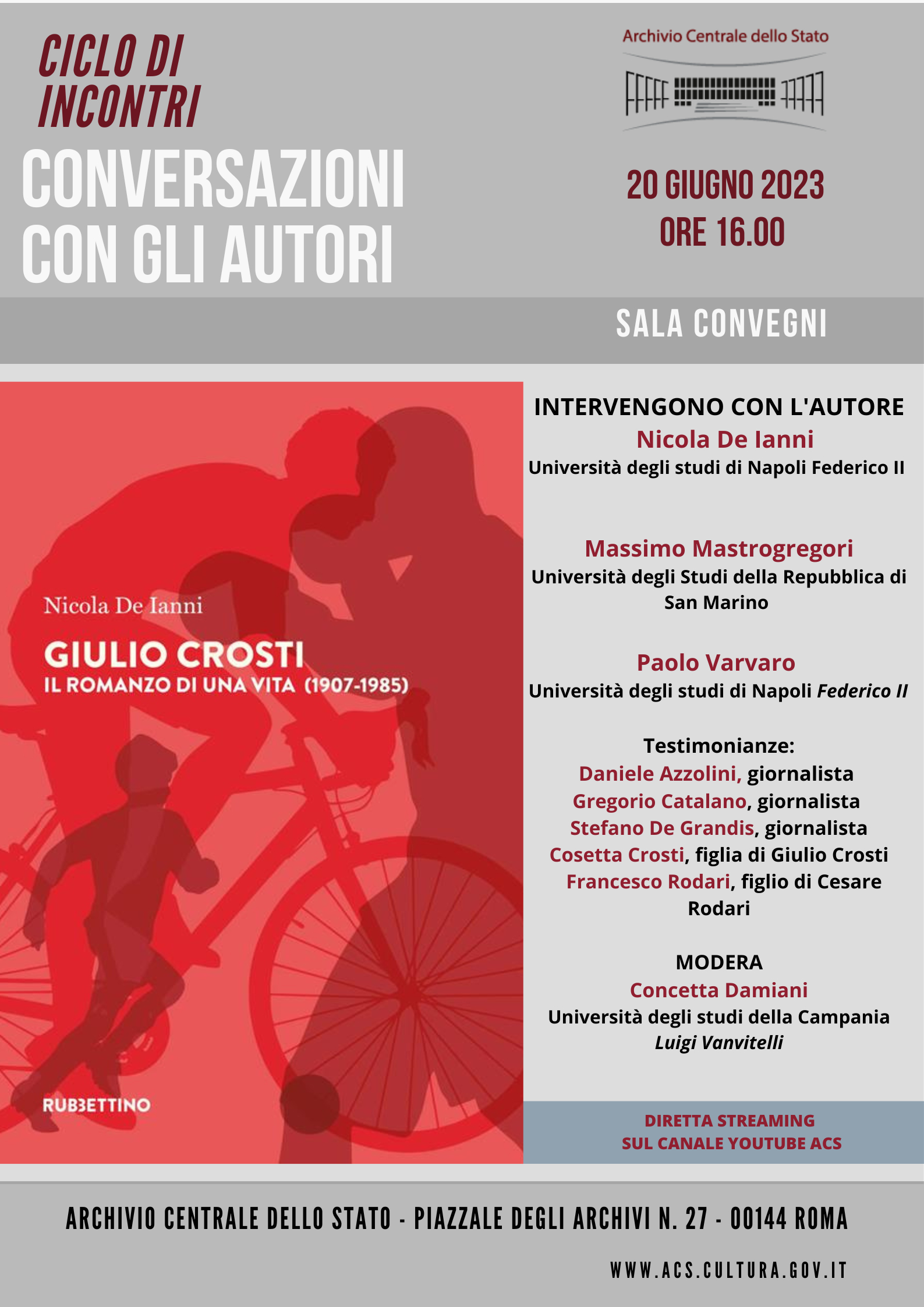 Conversazioni con gli autori: Nicola De Ianni, autore di  “Giulio Crosti. Il romanzo di una vita (1907-1985)”, Rubbettino editore