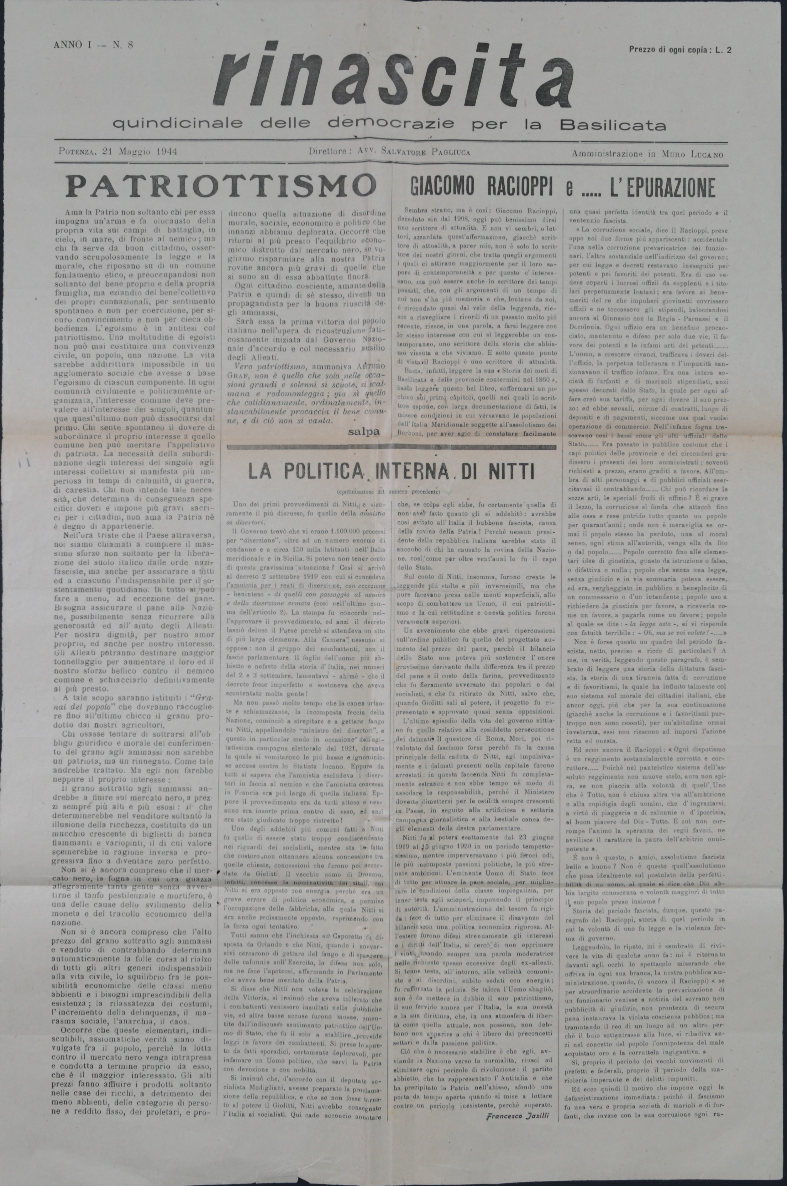 1943-1945. La Liberazione tra i documenti dell'Archivio di Stato di Potenza