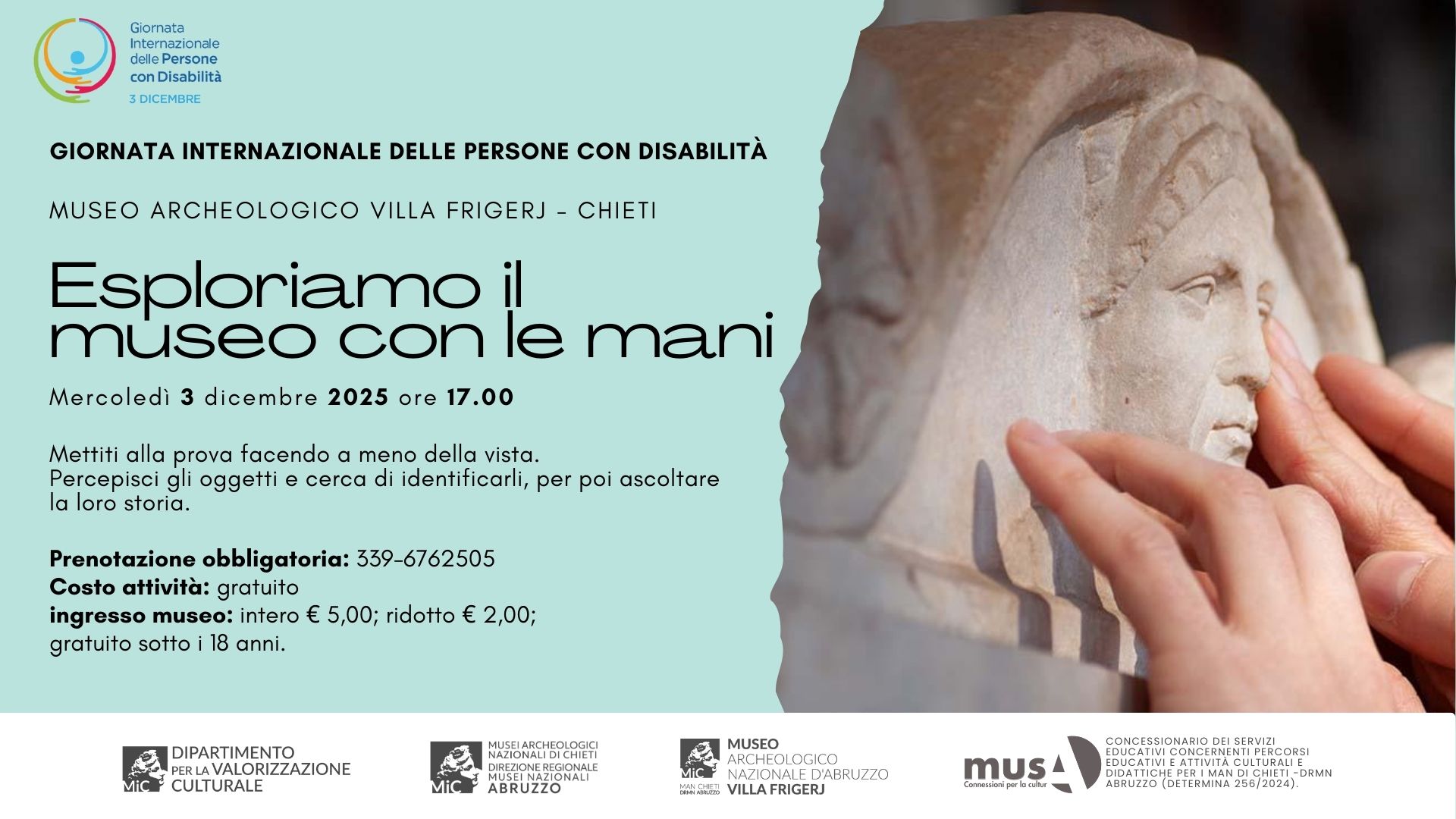 Esploriamo il museo con le mani: un evento speciale per la Giornata Internazionale delle Persone con Disabilità