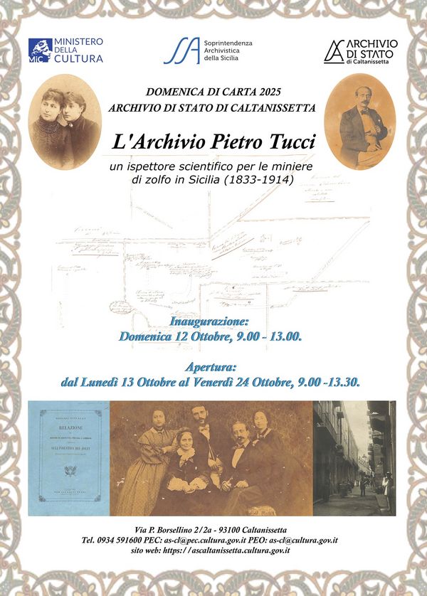 Pietro Tucci, ispettore scientifico per le miniere di zolfo in Sicilia (1833-1914)