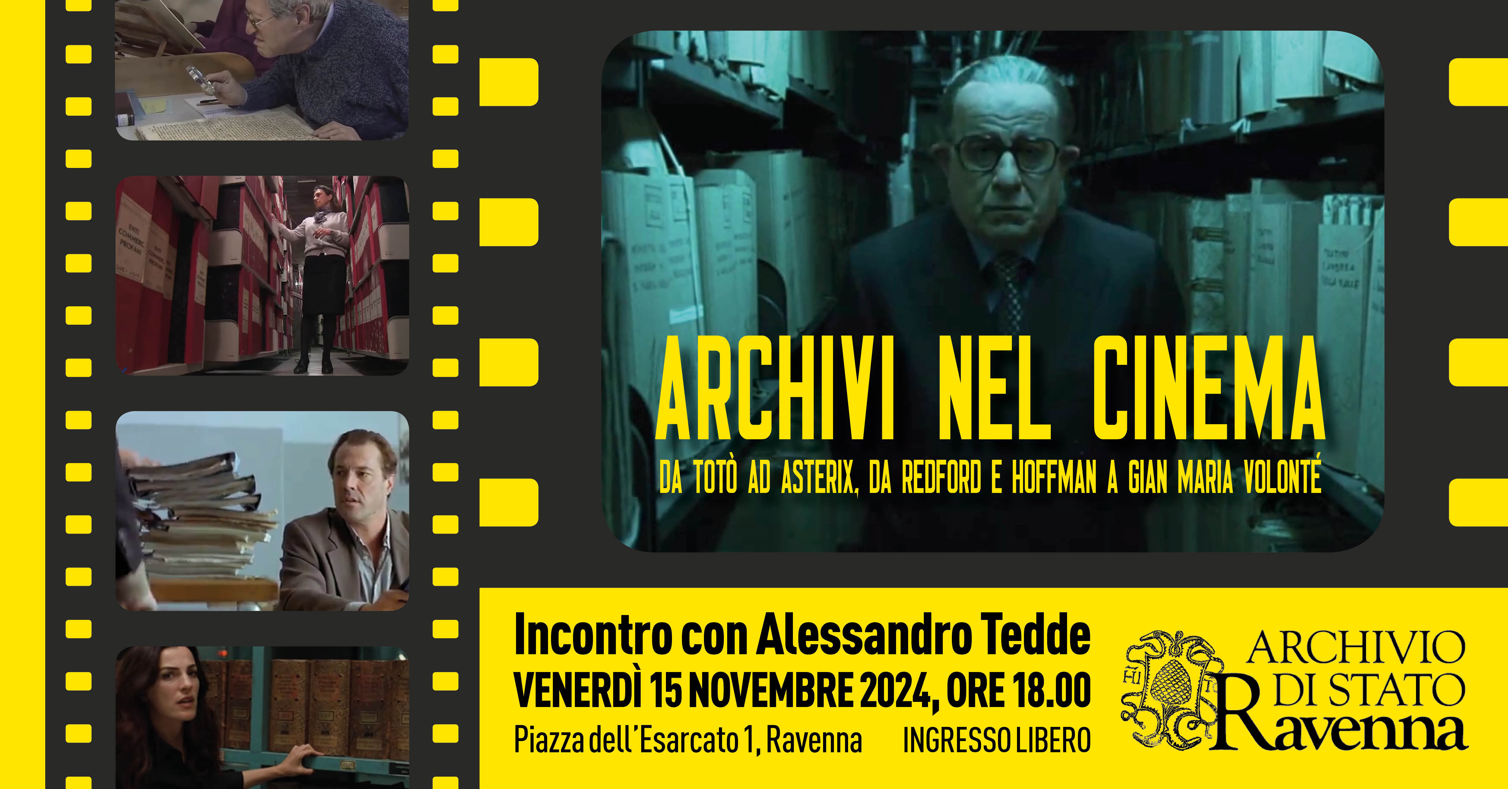 Venerdì 15/11/2024, Archivi nel cinema, incontro con Alessandro Tedde