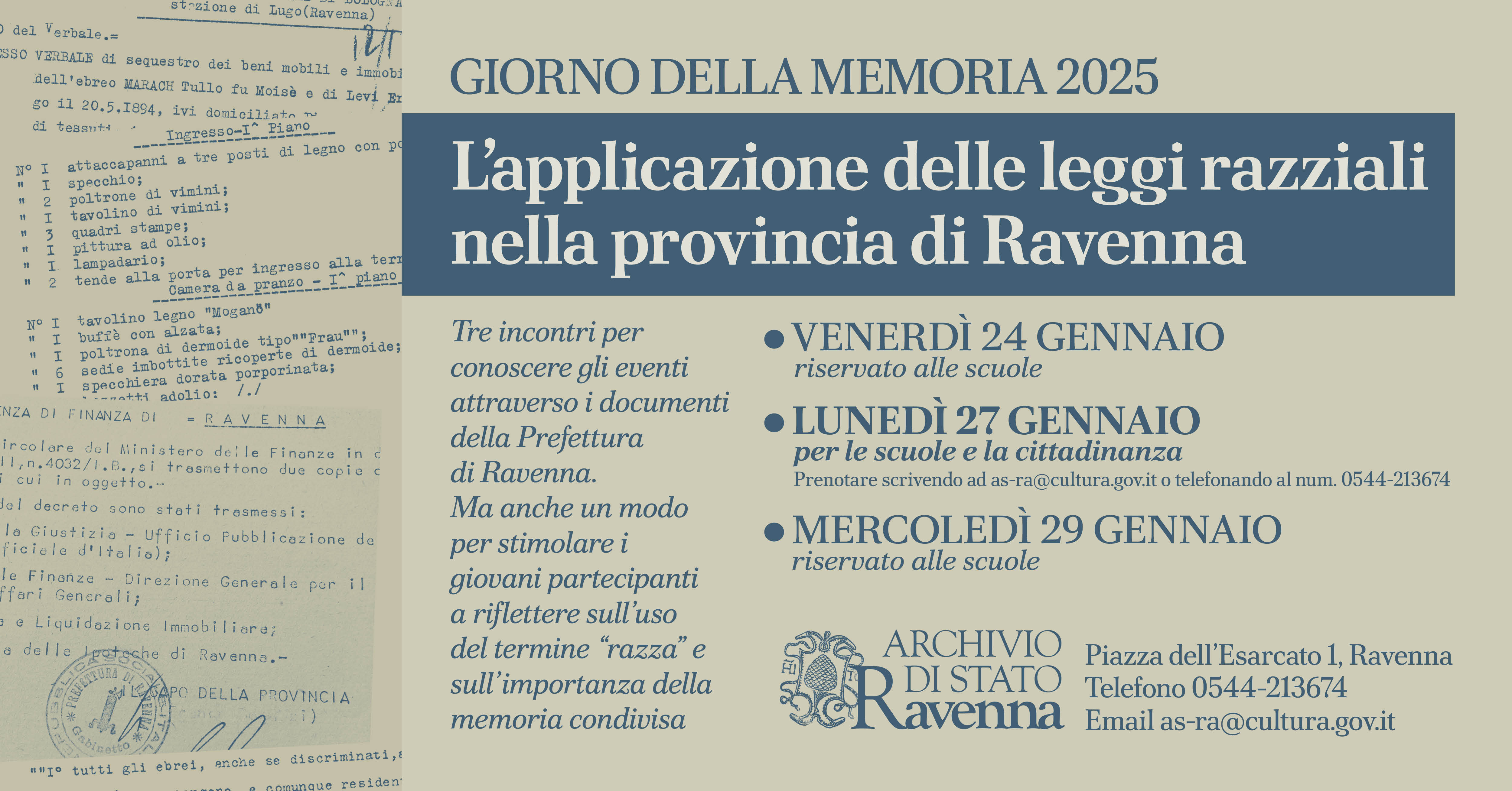 Giorno della memoria - Incontro su "L'applicazione delle leggi razziali nella provincia di Ravenna"