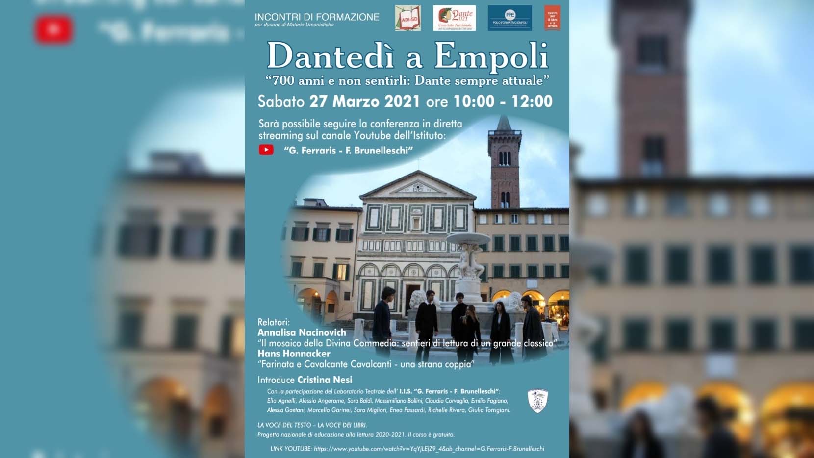 Dantedì a Empoli “700 anni e non sentirli: Dante sempre attuale”