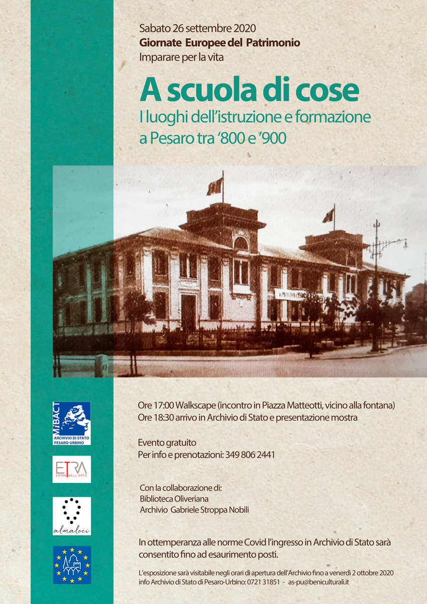 A scuola di cose. I luoghi dell'istruzione e formazione a Pesaro tra '800 e '900
