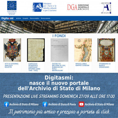 cover DigitAsmi: nasce il nuovo portale dell’Archivio di Stato di Milano. Presentazione live streaming.