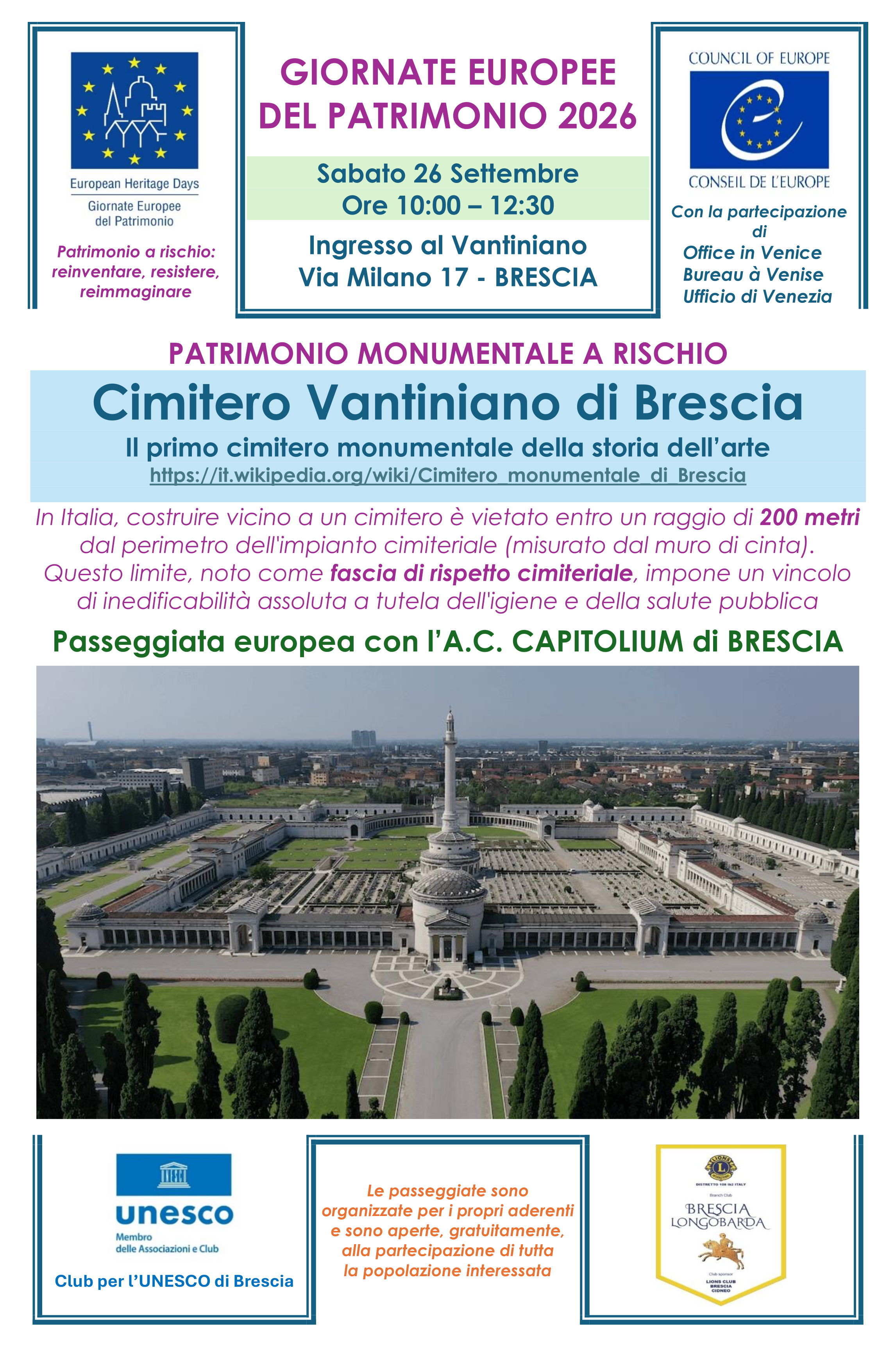 Patrimonio monumentale a rischio: Cimitero Vantiniano di Brescia