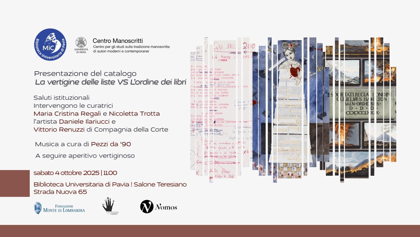 Catalogo “La vertigine delle liste vs l’ordine dei libri”