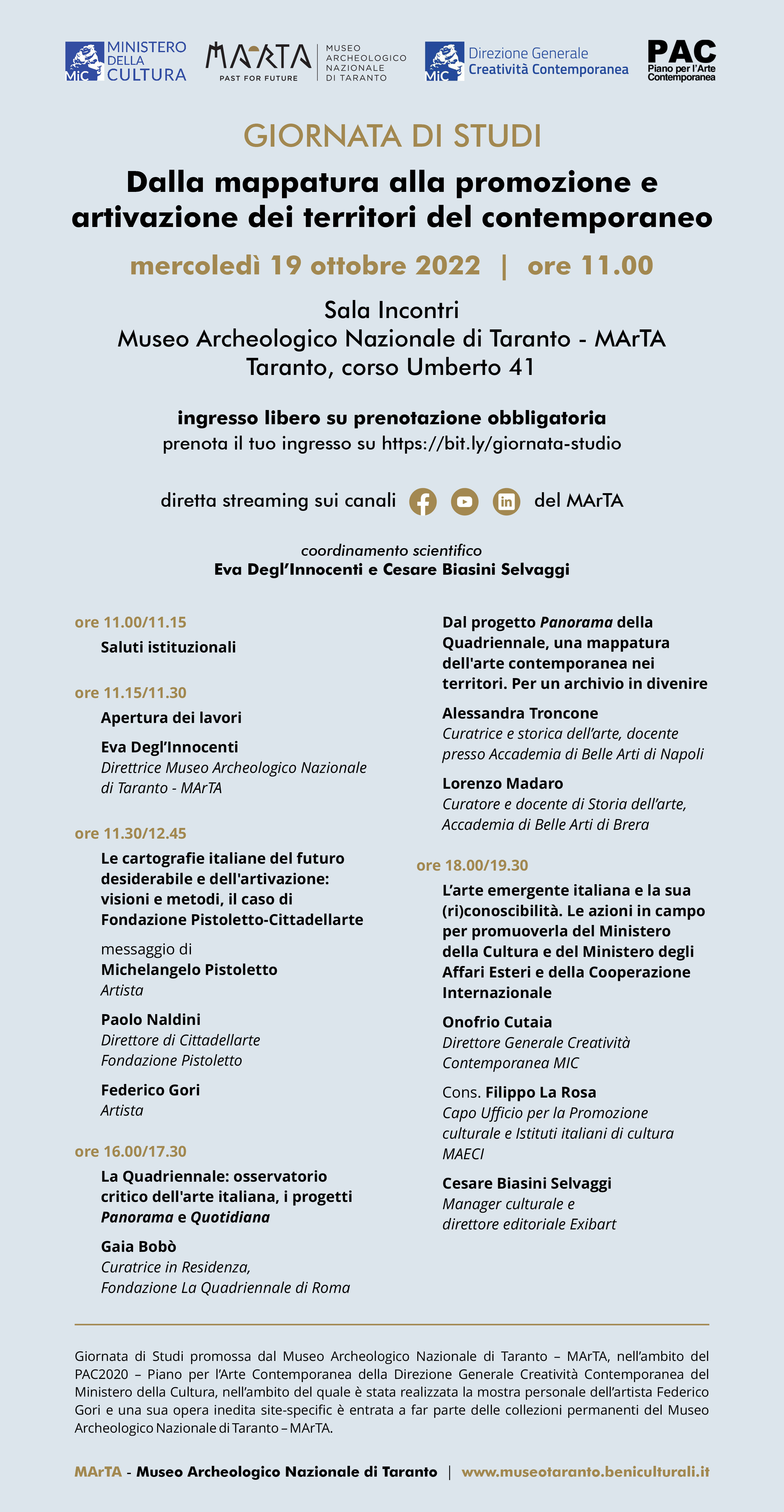 Giornata di Studi: 'Dalla mappatura alla promozione e artivazione dei territori del contemporaneo'