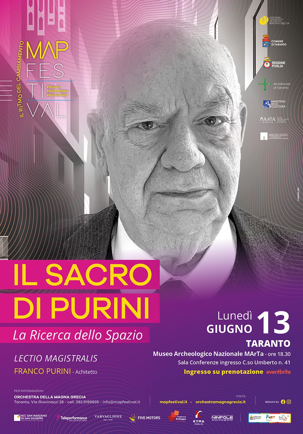 MAP Festival. Il 13 giugno lectio magistralis dell’architetto Franco Purini