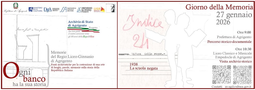 Ogni banco ha la sua storia. Memorie del Regio Liceo-Ginnasio di Agrigento -  Progetto didattico: Sui loro passi, il nostro cammino verso gli 80 anni della Repubblica.