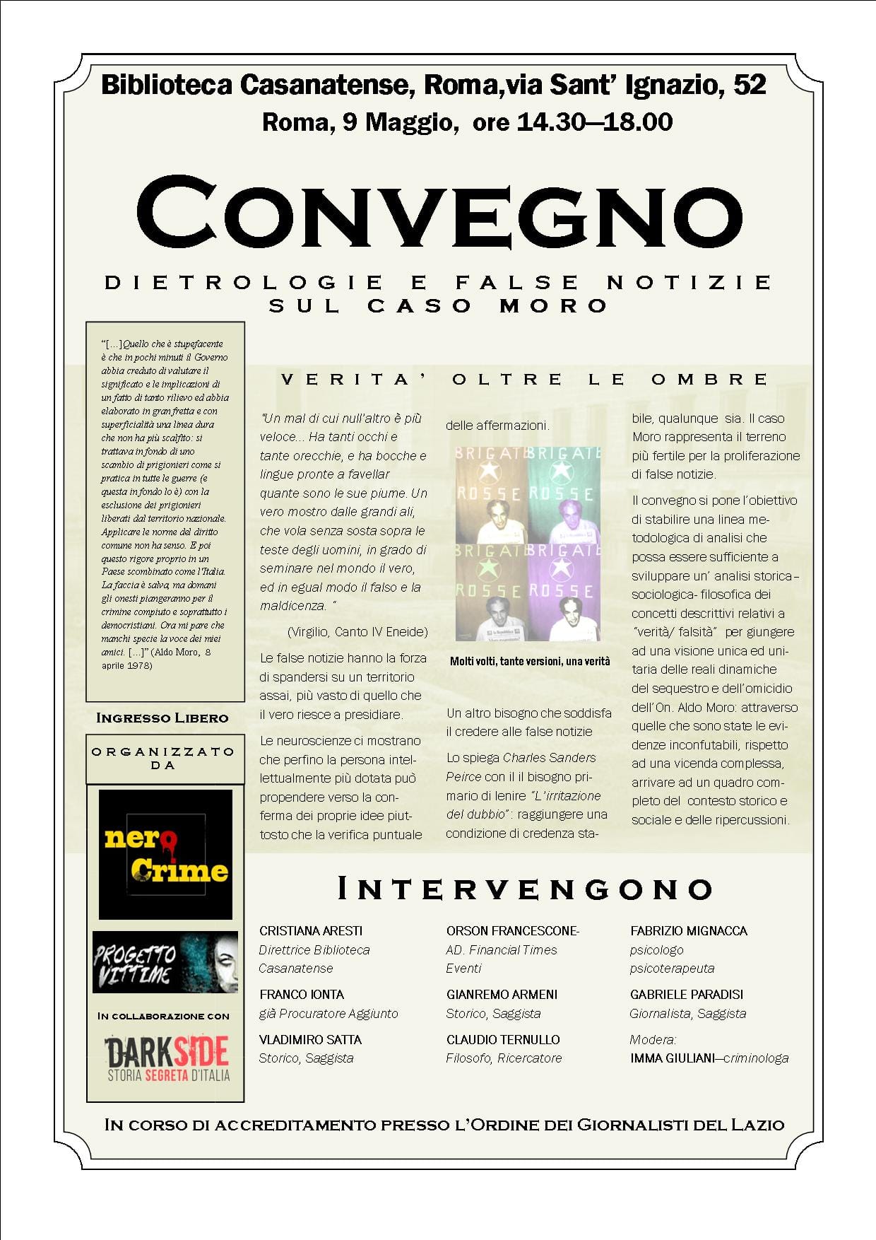 Dietrologie e false notizie sul caso Moro - Convegno