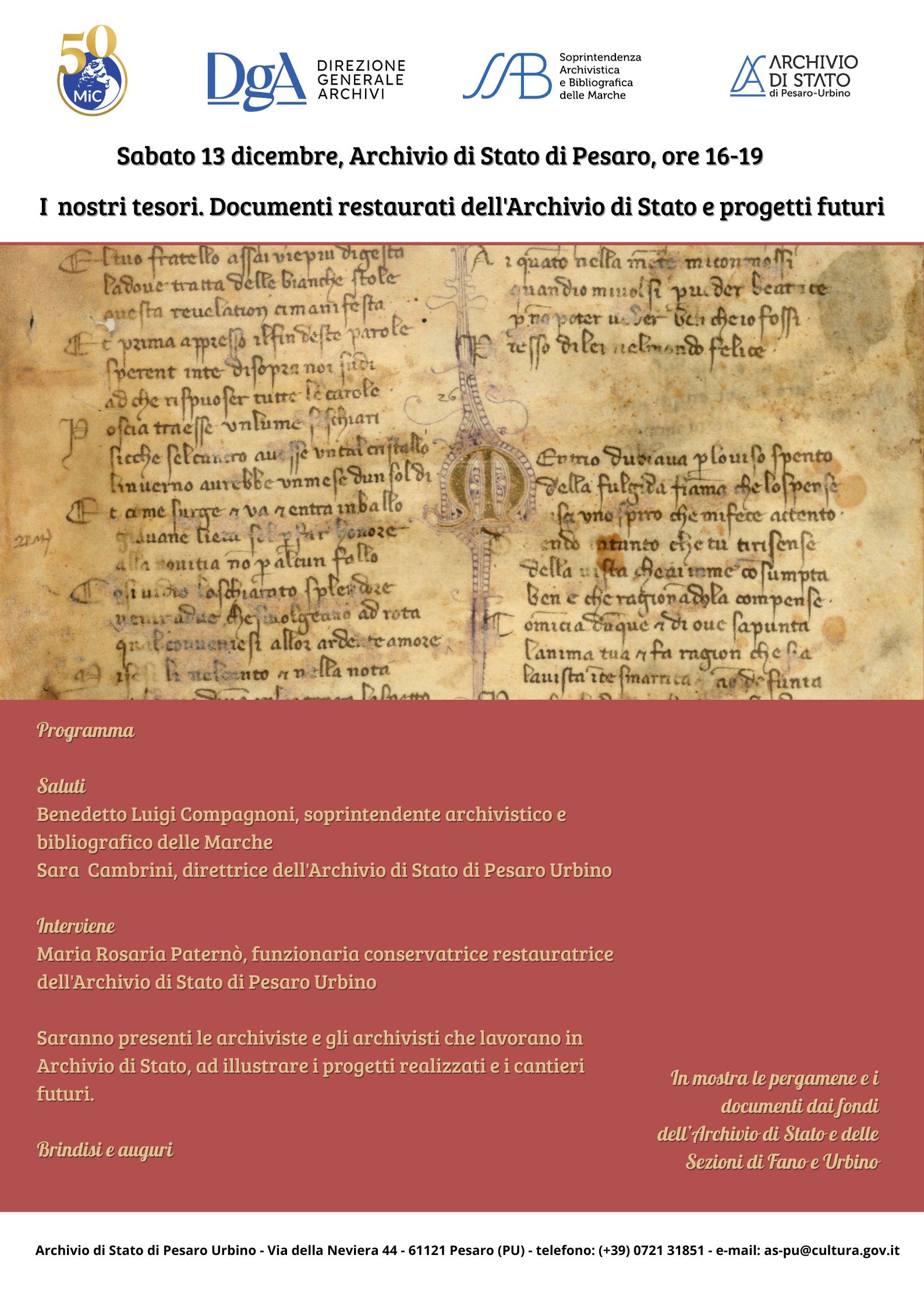 I nostri tesori: documenti restaurati dell'Archivio di Stato e progetti futuri