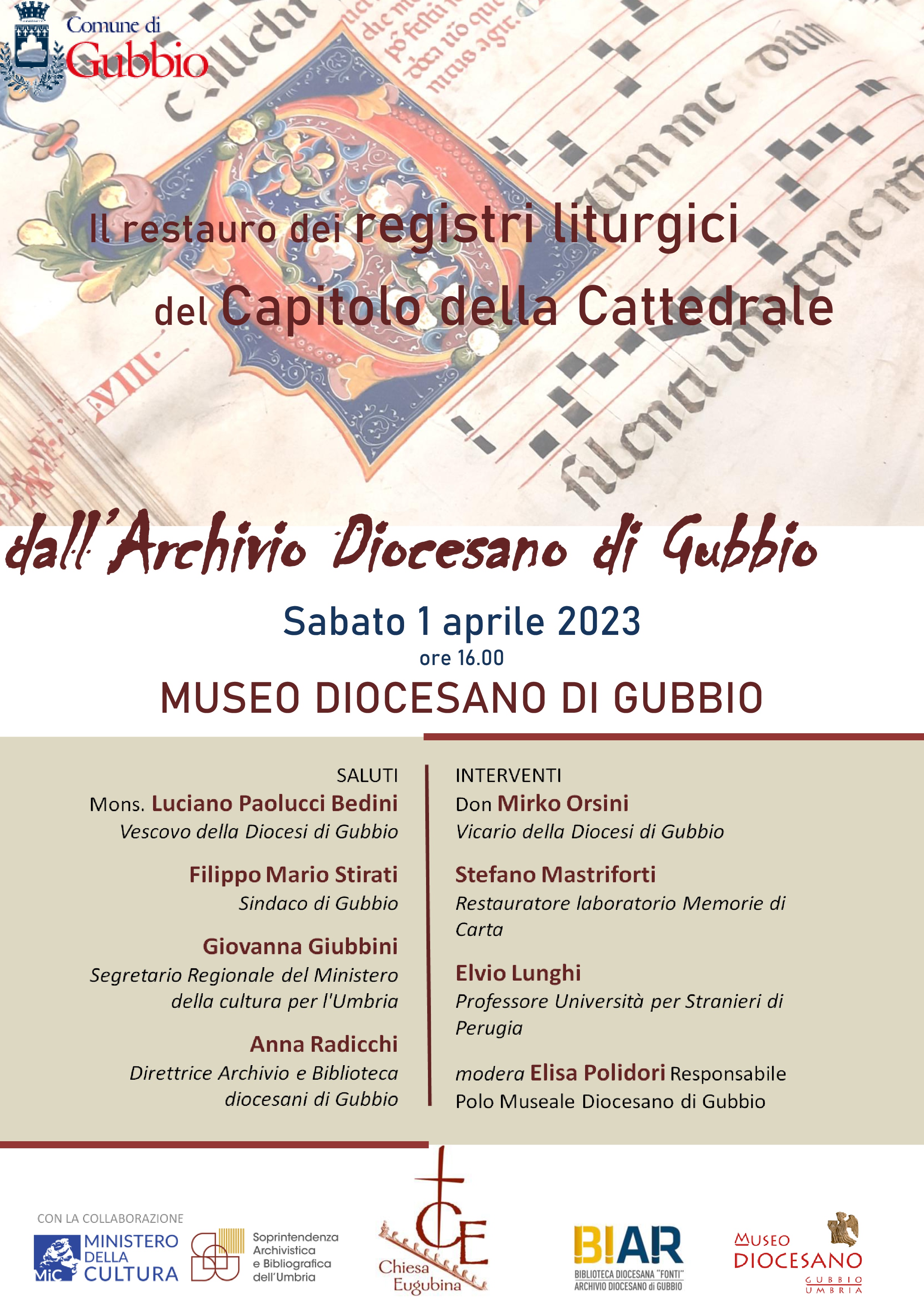 Presentazione del restauro dei registri liturgici del Capitolo della Cattedrale al Museo diocesano di Gubbio