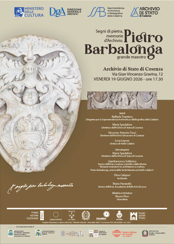 Evento “Segni di pietra, memorie d’Archivio: Pietro Barbalonga grande maestro”